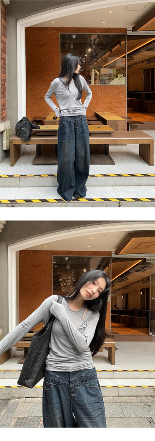 fake two-piece hoodie