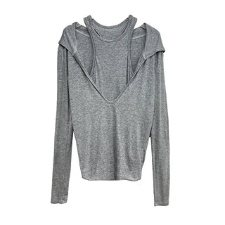 fake two-piece hoodie