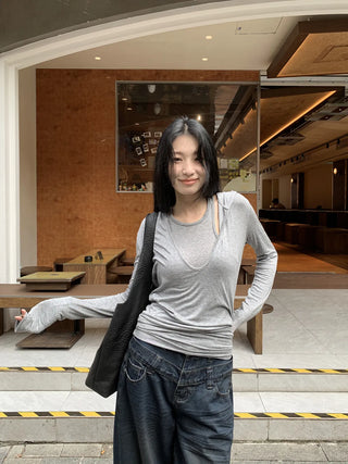 fake two-piece hoodie