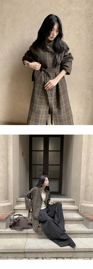 plaid wool coat