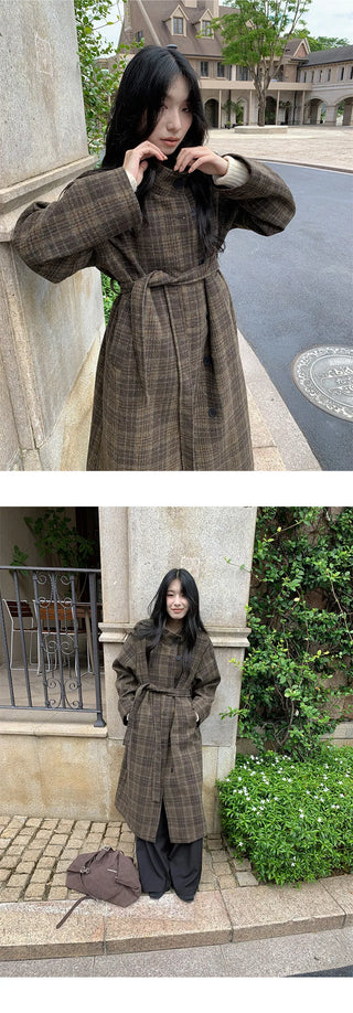 plaid wool coat