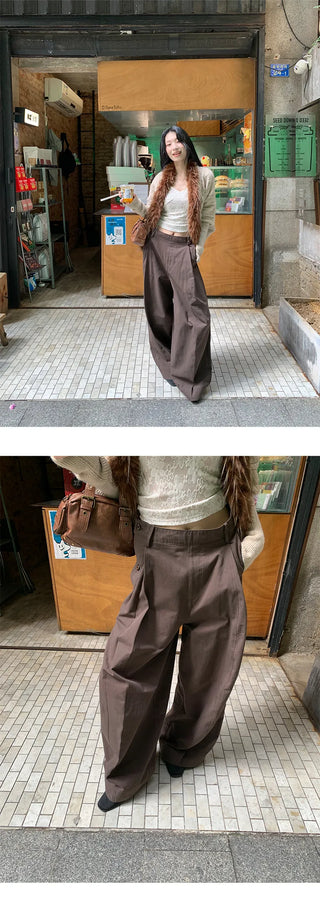 pleated wide pants