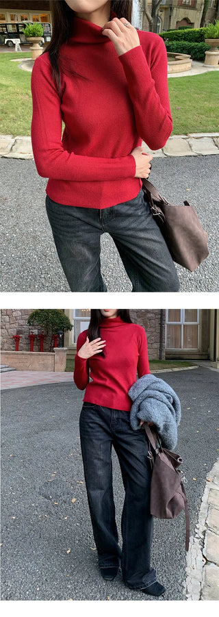 turtleneck slim sweater