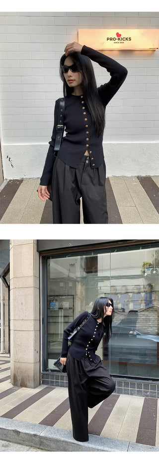 metal button sweater