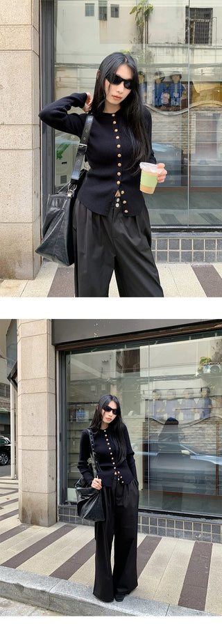 metal button sweater