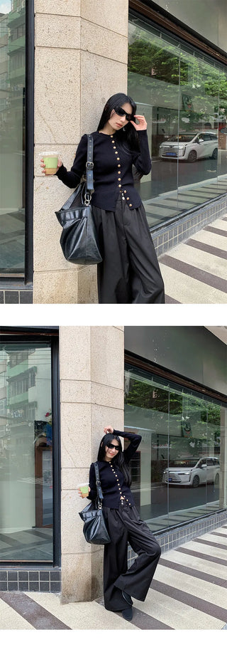 metal button sweater