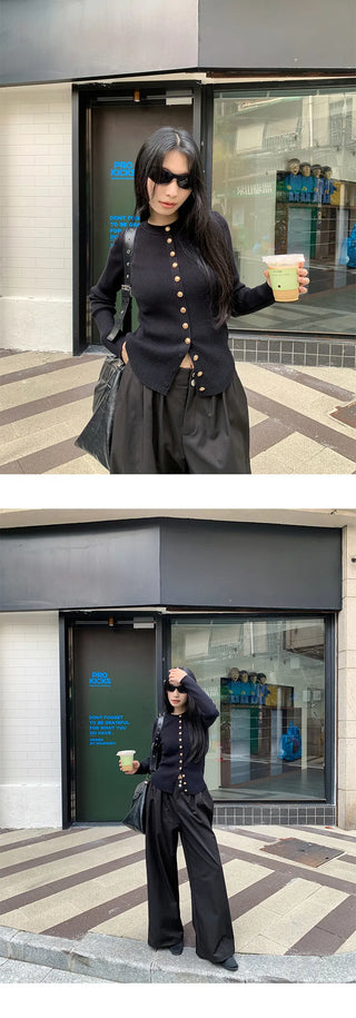 metal button sweater