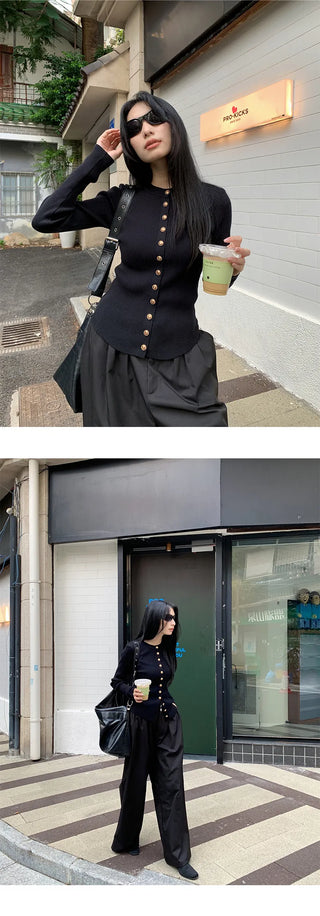 metal button sweater