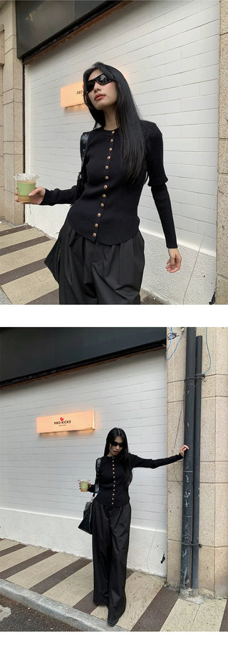 metal button sweater