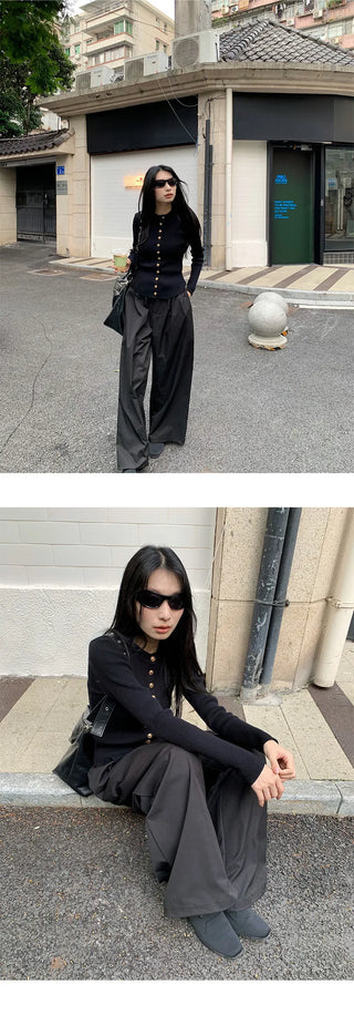 metal button sweater