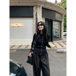 metal button sweater