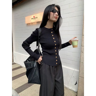 metal button sweater