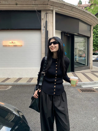 metal button sweater