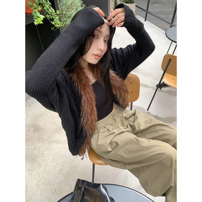 fur batwing sweater