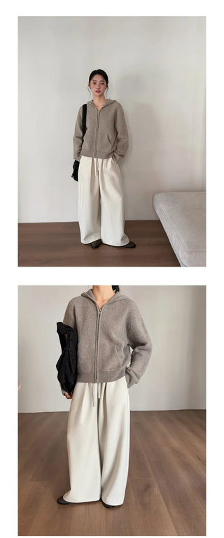 zipper knit hoodie
