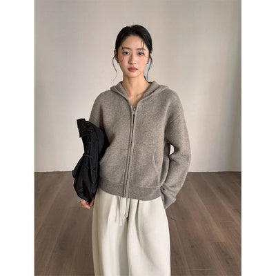 zipper knit hoodie
