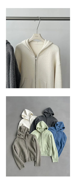 zipper knit hoodie