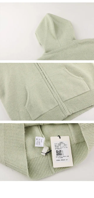 zipper knit hoodie