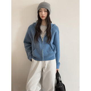zipper knit hoodie