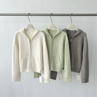 zipper knit hoodie