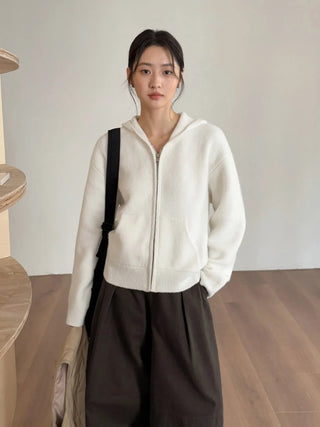 zipper knit hoodie