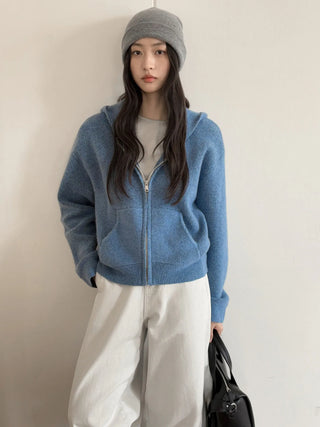 zipper knit hoodie