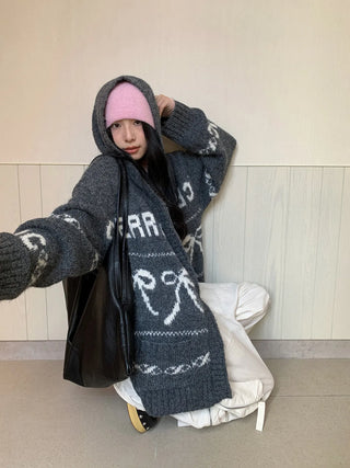 bowknot hood sweater
