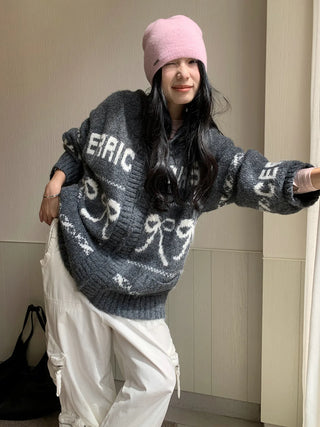 bowknot hood sweater