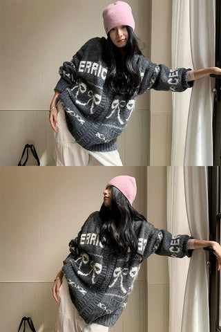 bowknot hood sweater