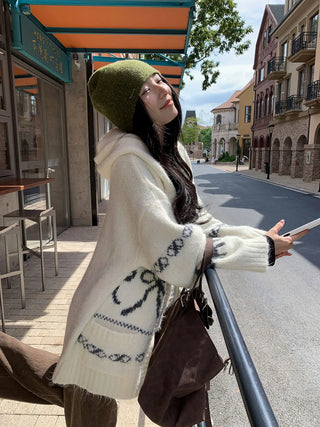 bowknot hood sweater