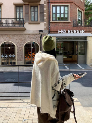 bowknot hood sweater