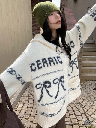 bowknot hood sweater