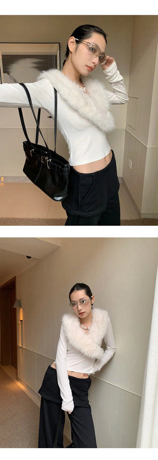 fur collar tee