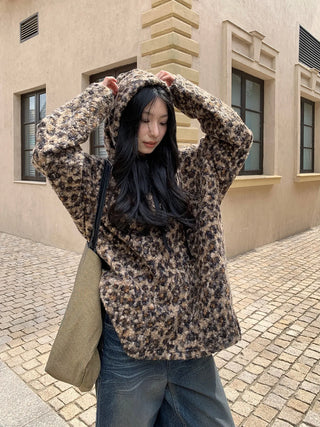 leopard stud hoodie