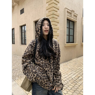 leopard stud hoodie