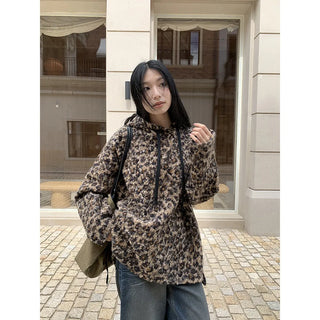leopard stud hoodie