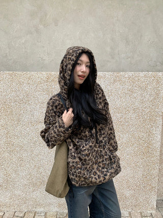 leopard stud hoodie