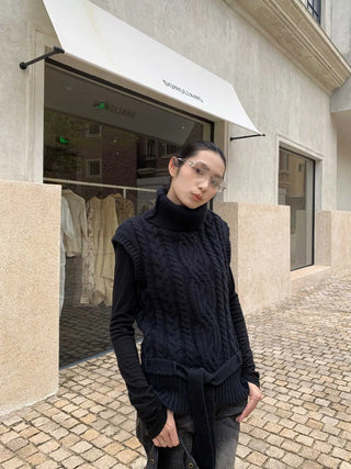 turtleneck knit vest