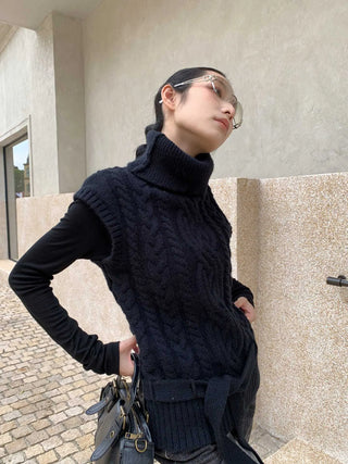 turtleneck knit vest