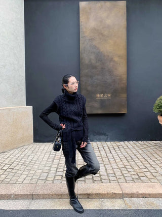 turtleneck knit vest