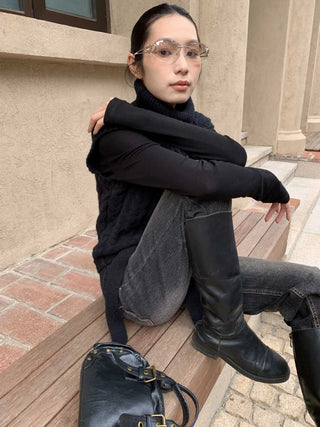 turtleneck knit vest