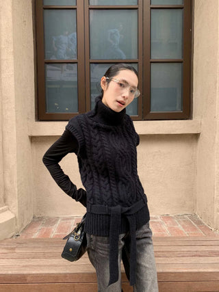 turtleneck knit vest