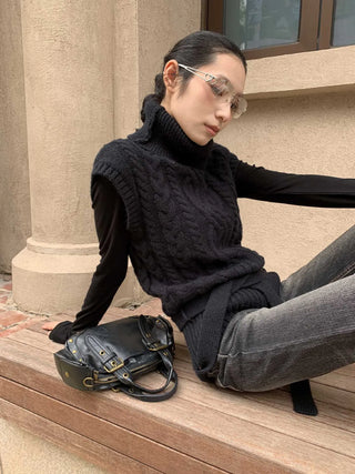 turtleneck knit vest