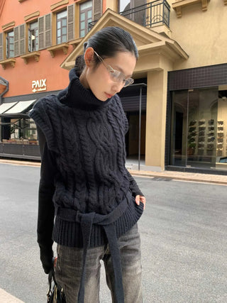 turtleneck knit vest