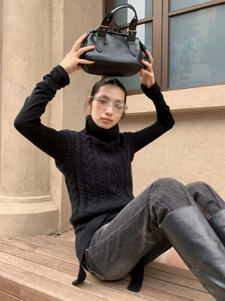 turtleneck knit vest