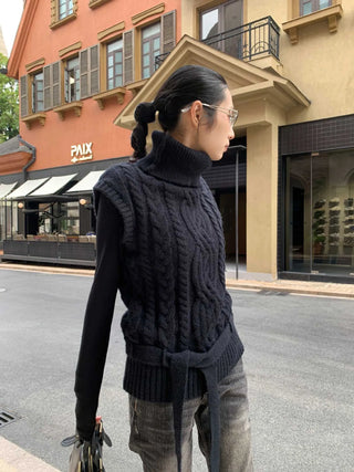 turtleneck knit vest