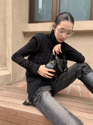 turtleneck knit vest