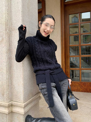 turtleneck knit vest