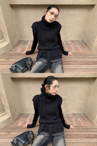 turtleneck knit vest
