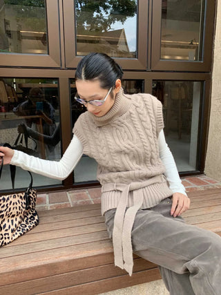 turtleneck knit vest